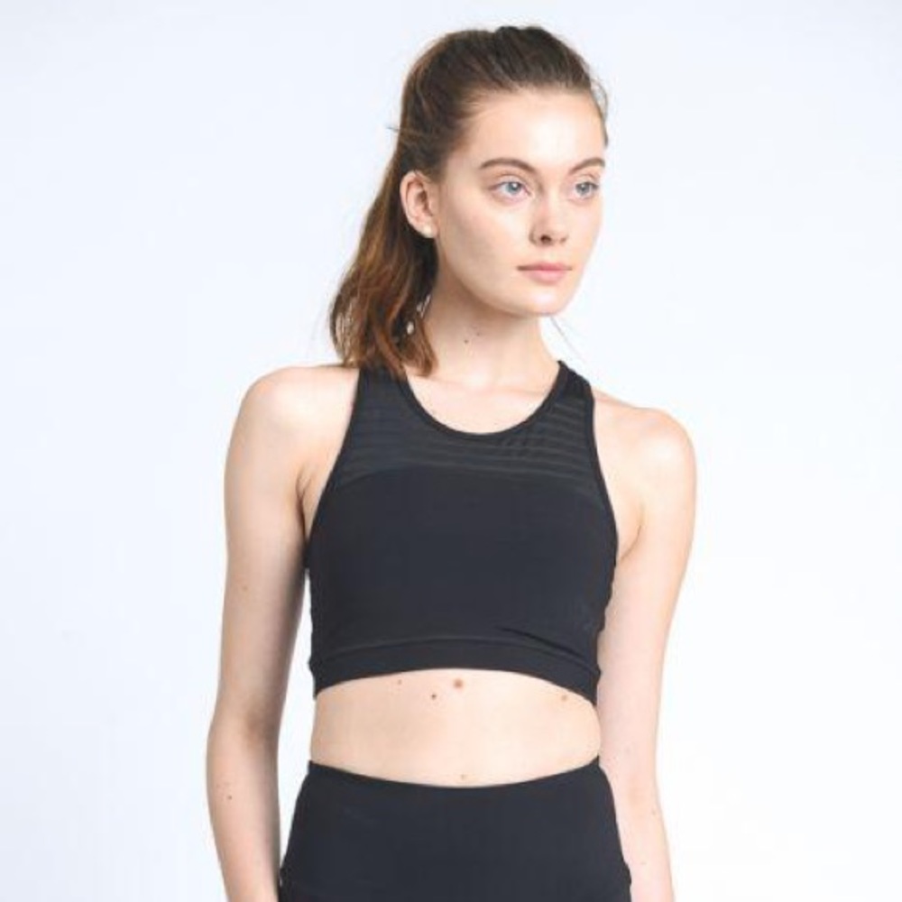 Striped Burnout Mesh Sports Bra